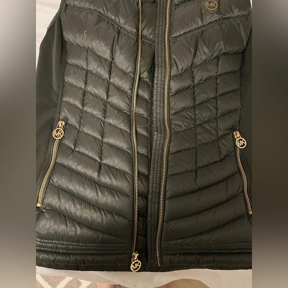Michael Kors Green Leopard Print Puffer Vest Stretch Good Logo Zipper - Picture 7 of 13